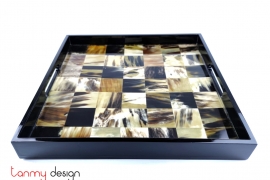 Square lacquer tray attached with horn squares 35*35*H4 cm
